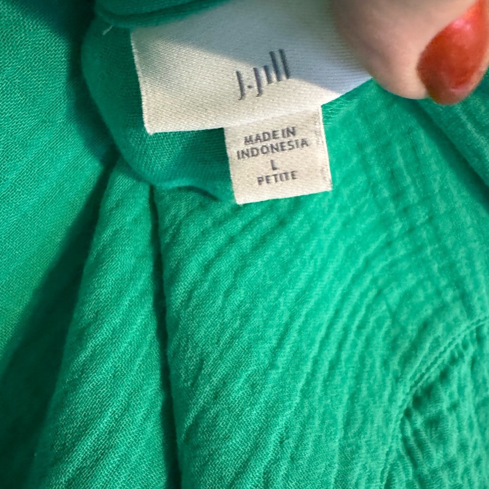 J. Jill Relaxed Button-Front Shirt in Spring Green LARGE/PETITE #G - Picture 7 of 7